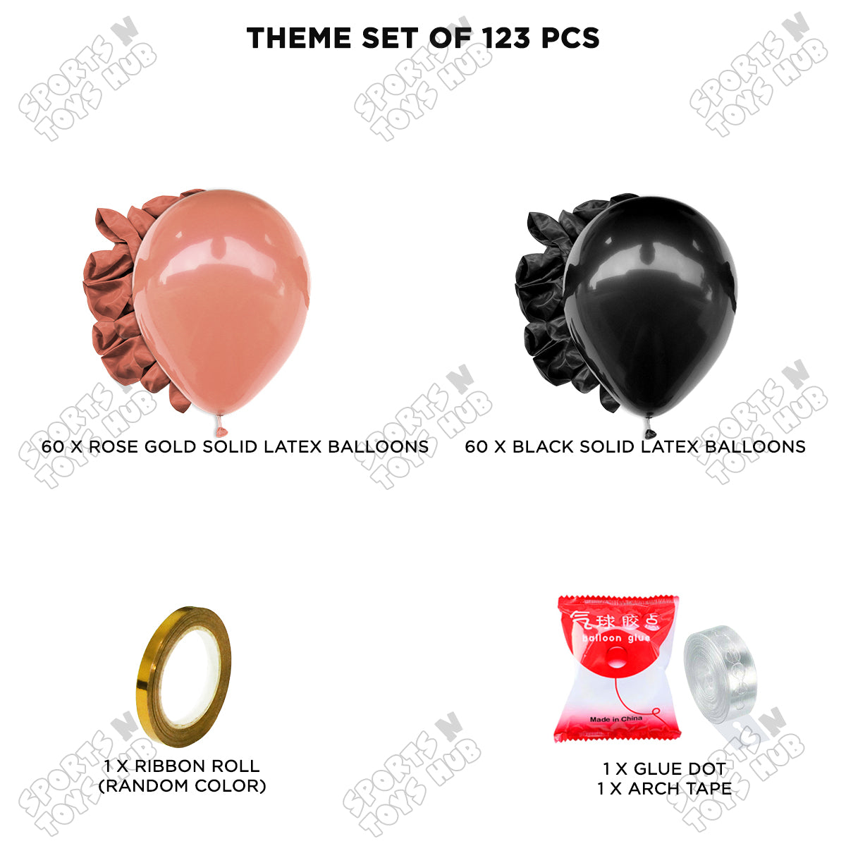 Rose Gold & Black - Latex Balloon Arch Kit