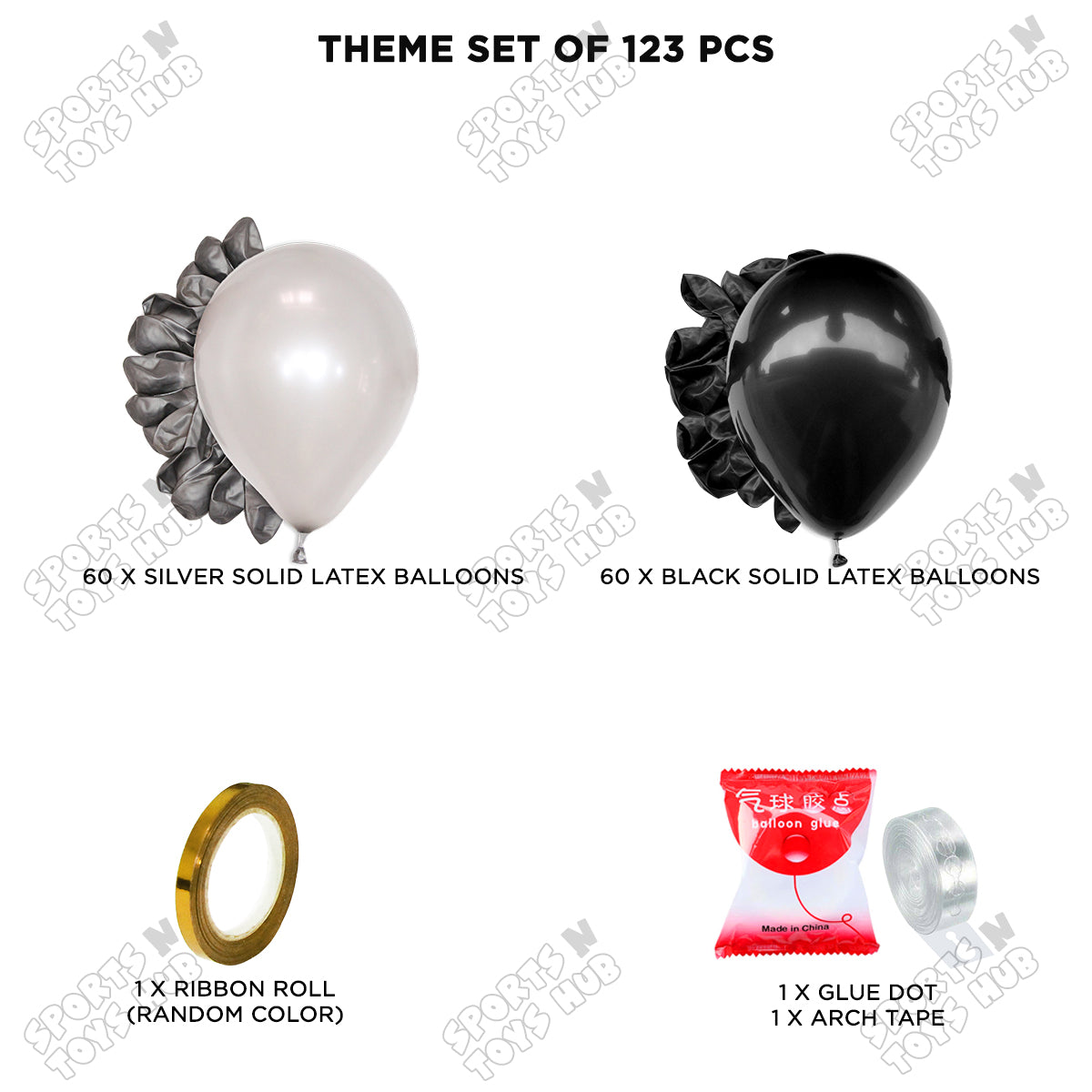 Silver & Black - Latex Balloon Arch Kit