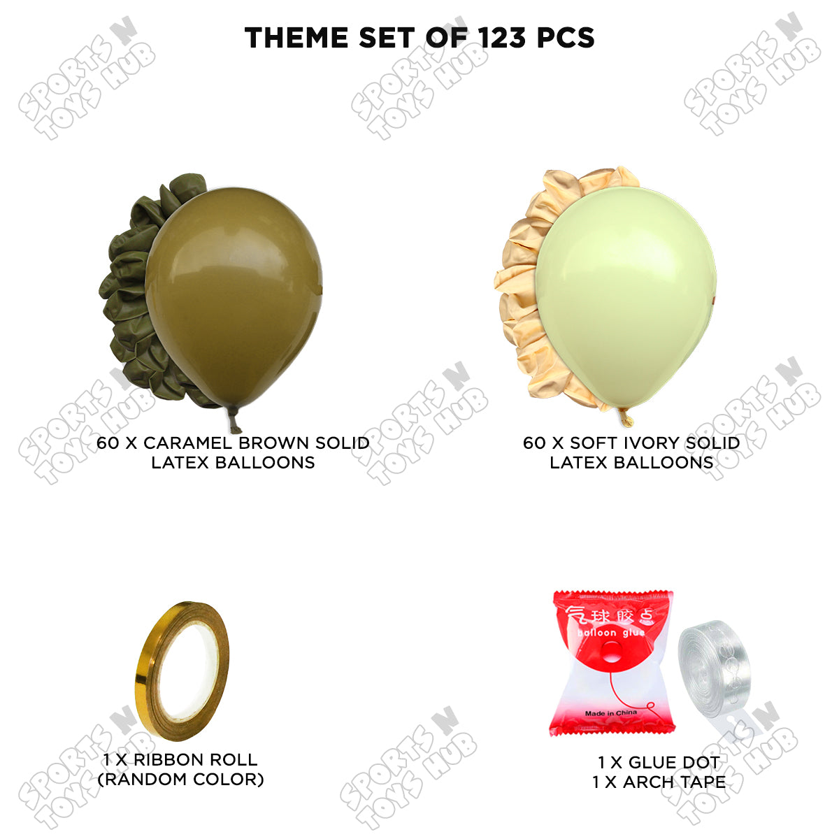 Caramel Brown & Soft Ivory - Latex Balloon Arch Kit