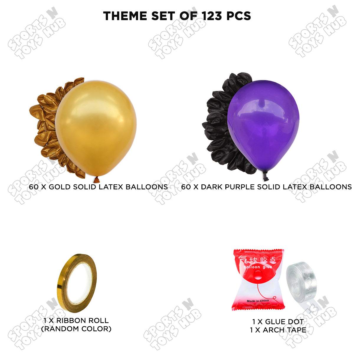 Dark Purple & Gold - Latex Balloon Arch Kit