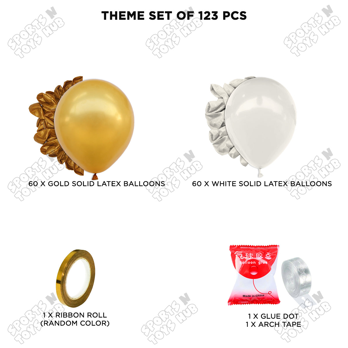 White & Gold - Latex Balloon Arch Kit