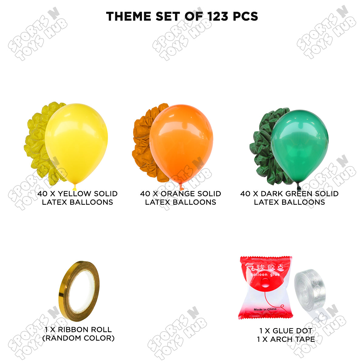Yellow Orange & Dark Green - Latex Balloon Arch Kit