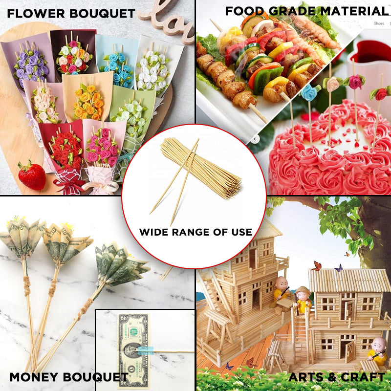 8 Inch Wooden Bamboo Sticks