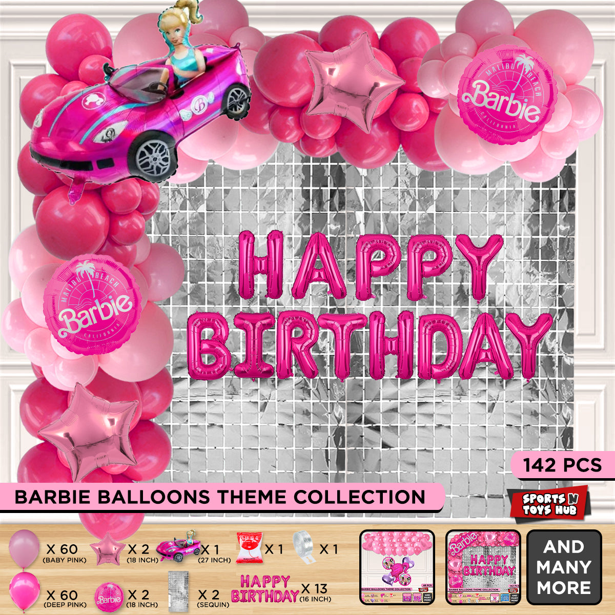 B-a-r-b-i-e Foil Balloon Arch Theme