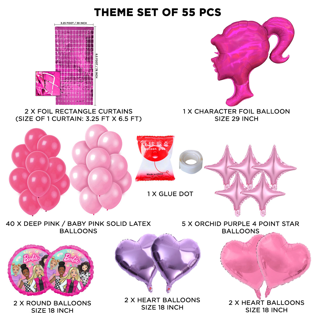 B-a-r-b-i-e Foil Balloon Theme With Rectangle Curtain