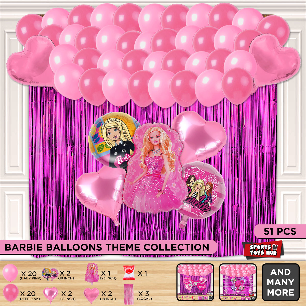 B-a-r-b-i-e Foil Balloon Theme With Curtain