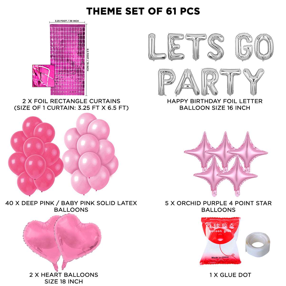 Bar_bie Foil Letter Theme With Rectangle Curtain