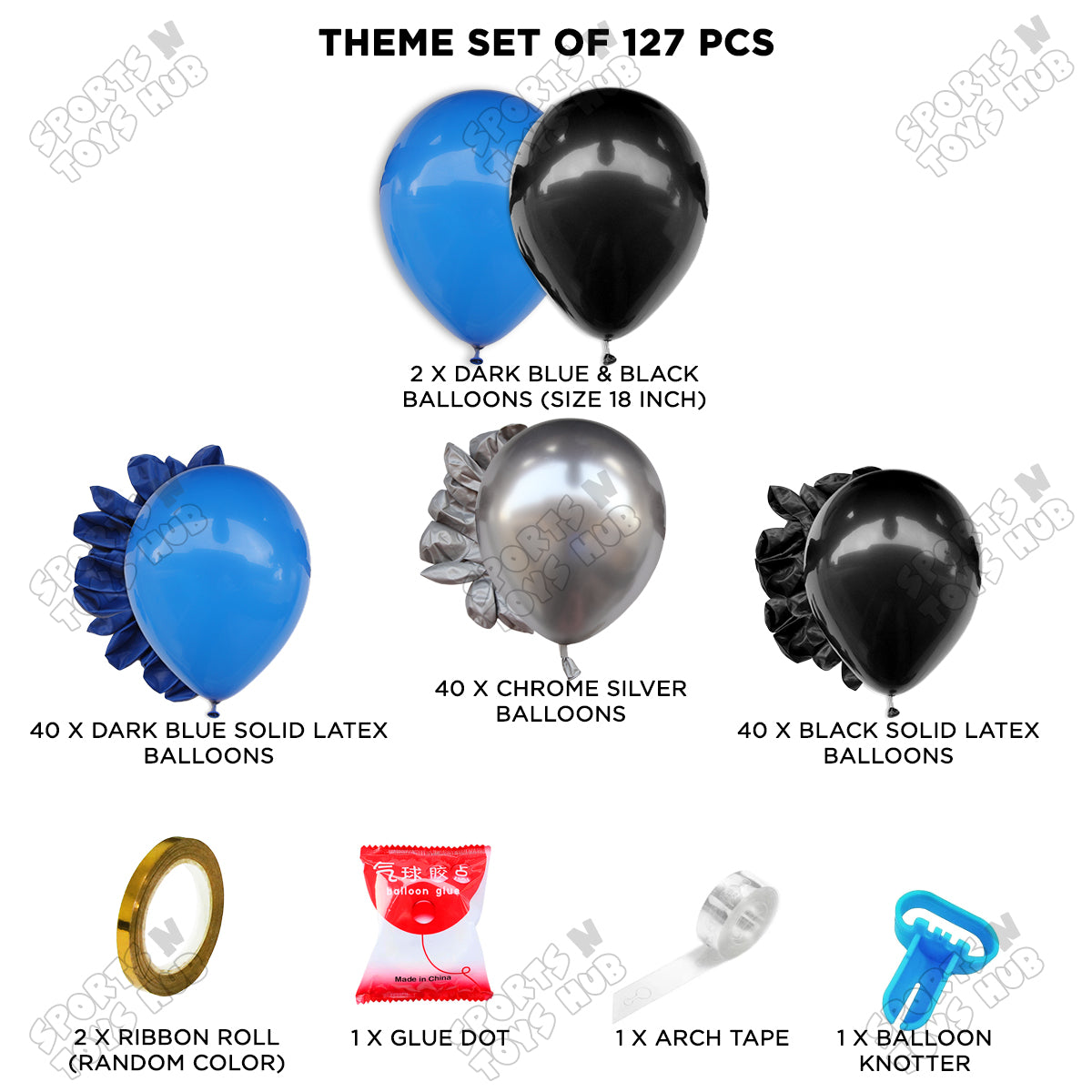 Black, Silver & Dark Blue Garland Theme Set