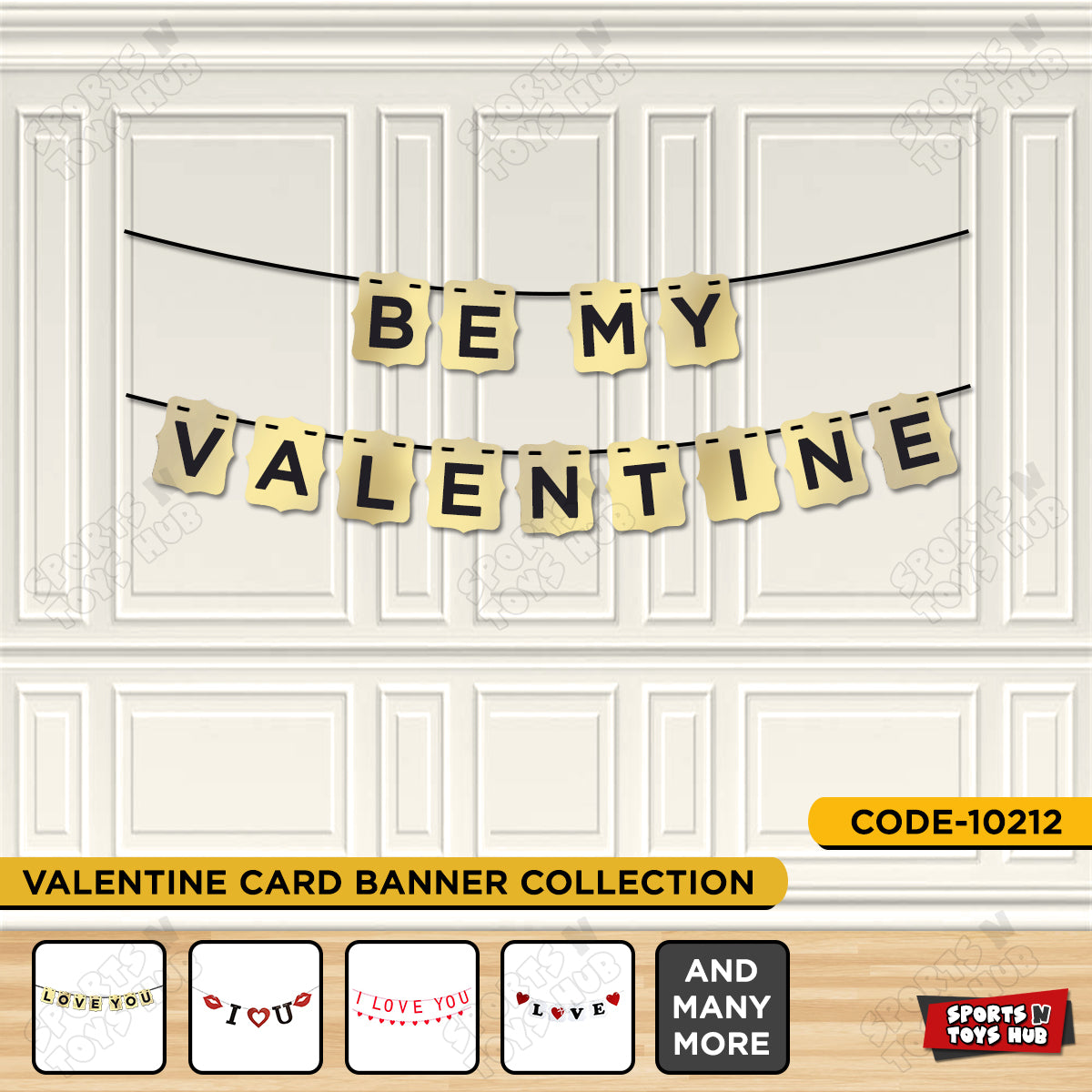 Valentine Day Shinny Gold Card Banner