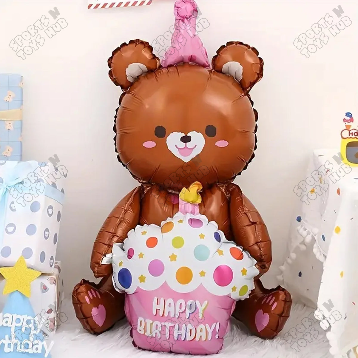 Teddy Bear Cup Cake Foil Balloon