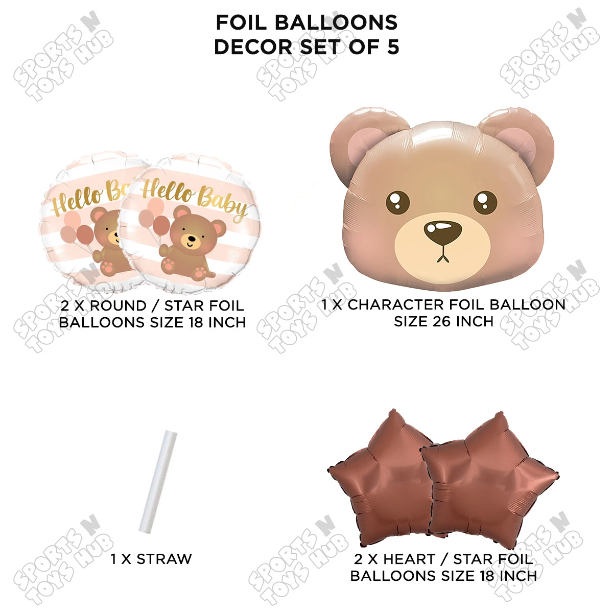Bear Face Foil Balloon Set