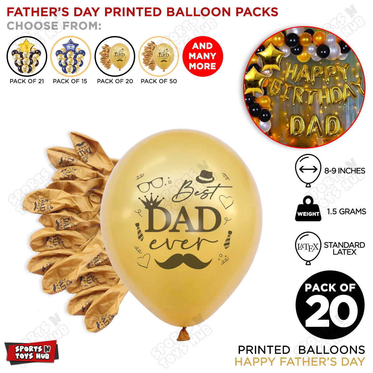 Best Dad Ever Printed Balloons Collection