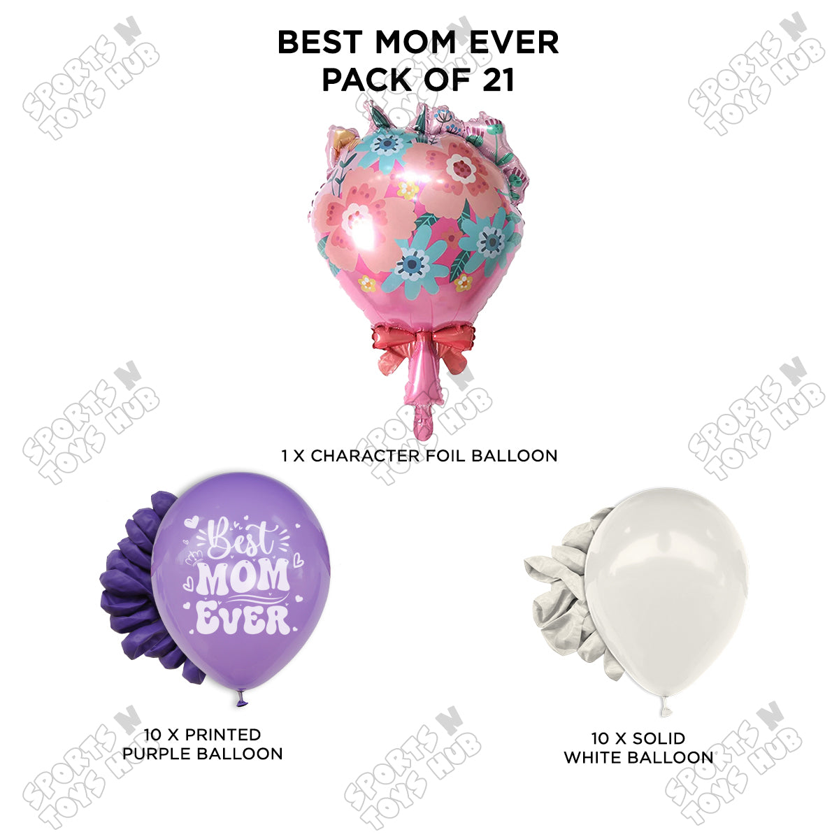 Best Mom Ever Printed Balloons With Flower Foil Balloon Bouquet
