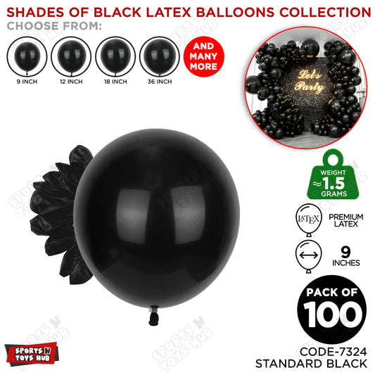 Black Latex Solid Balloon Available In 9, 12, 18 & 36 Inch Sizes