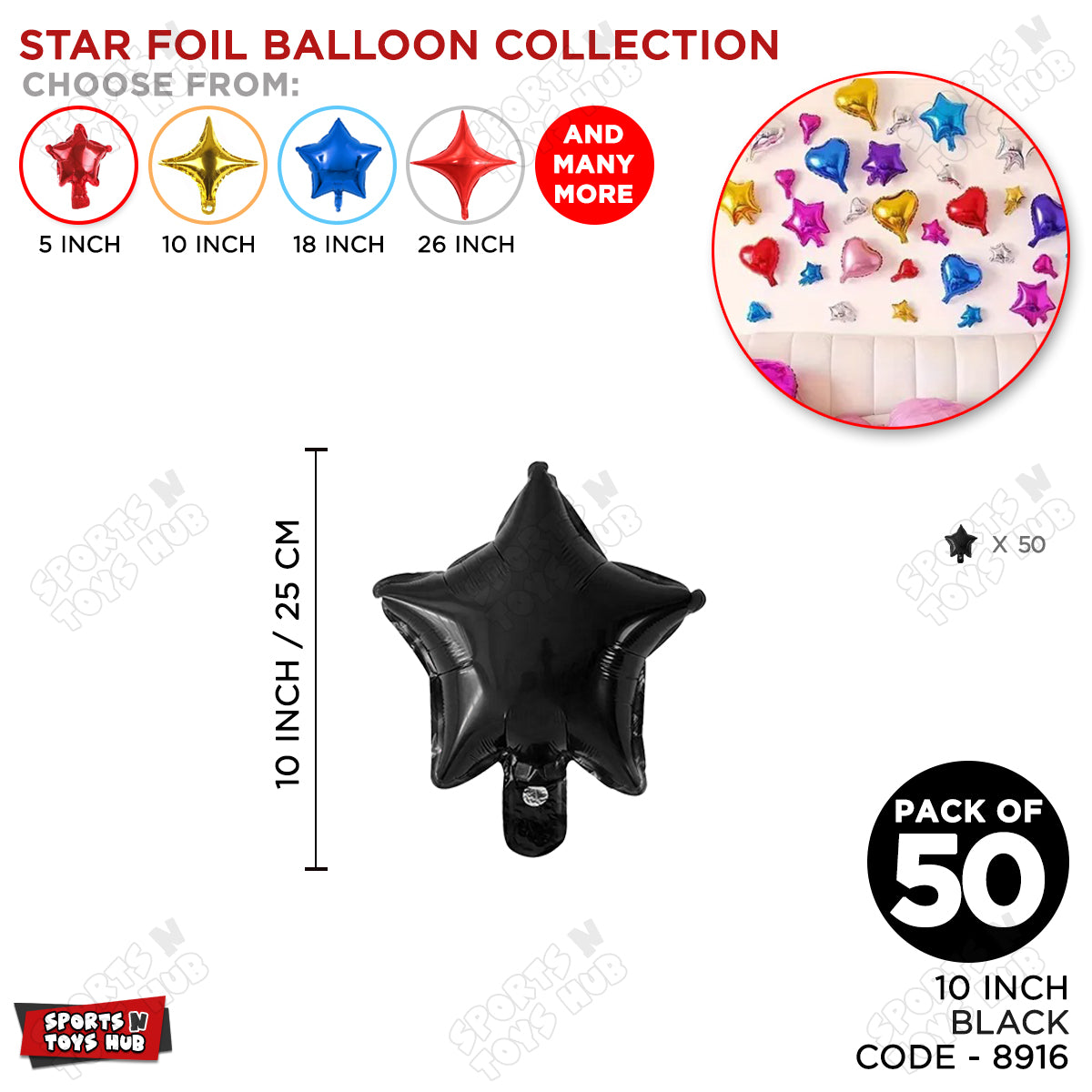 10 Inch - Black Star Foil Balloon