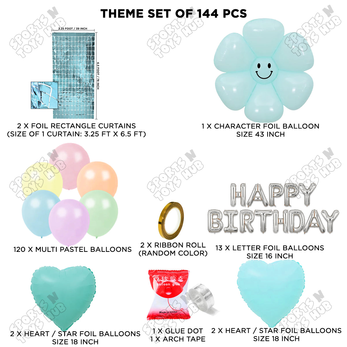 Jumbo Blue Smiley Flower Foil Letter Arch Theme Collection