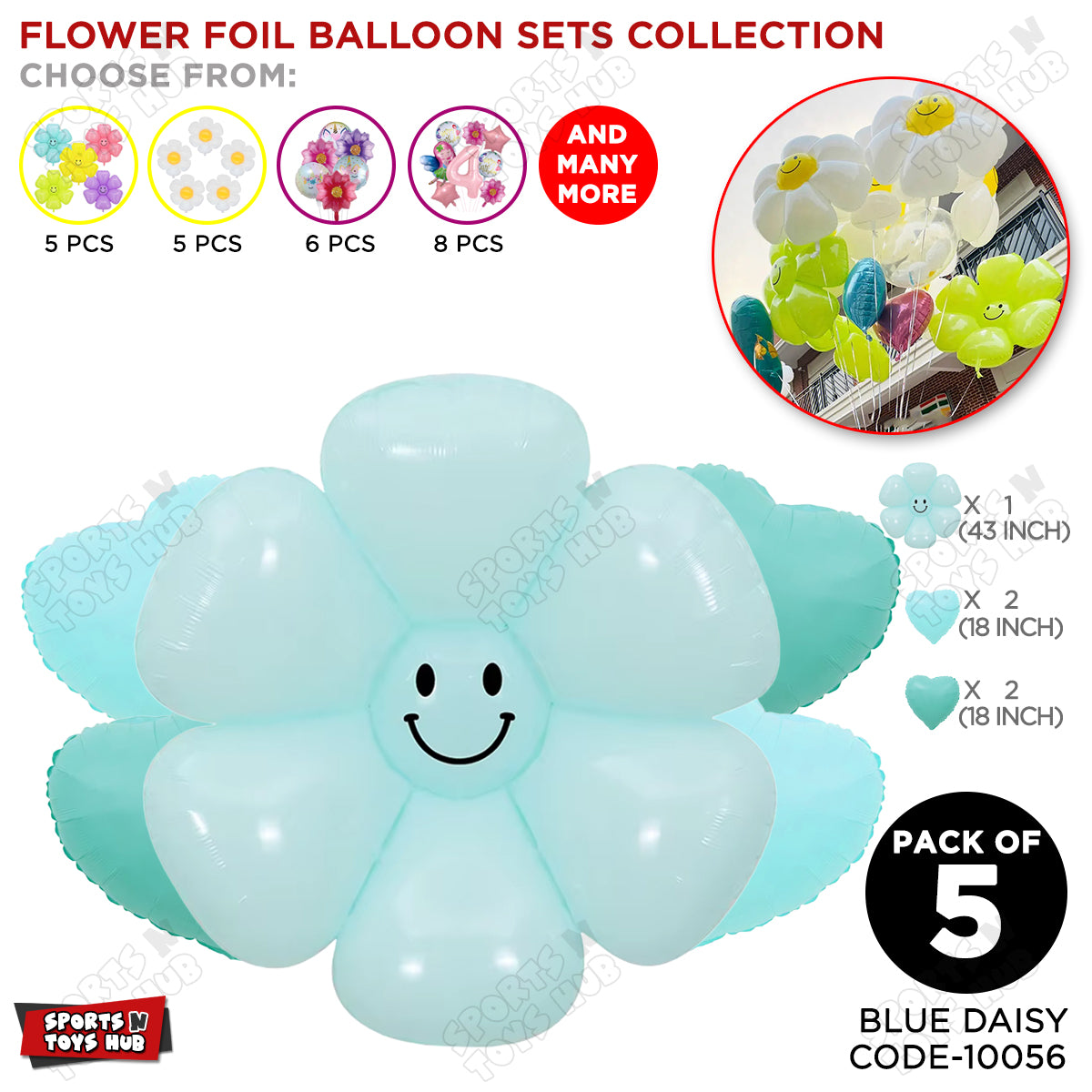 Jumbo Smiley Flower Foil Balloon Set Collection