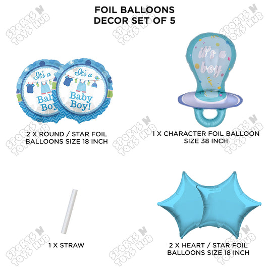 Baby Boy Pacifier Pack Of 5 Foil Balloon Set