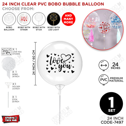 Love You Black Color Sticker With Bobo Balloon & Stick