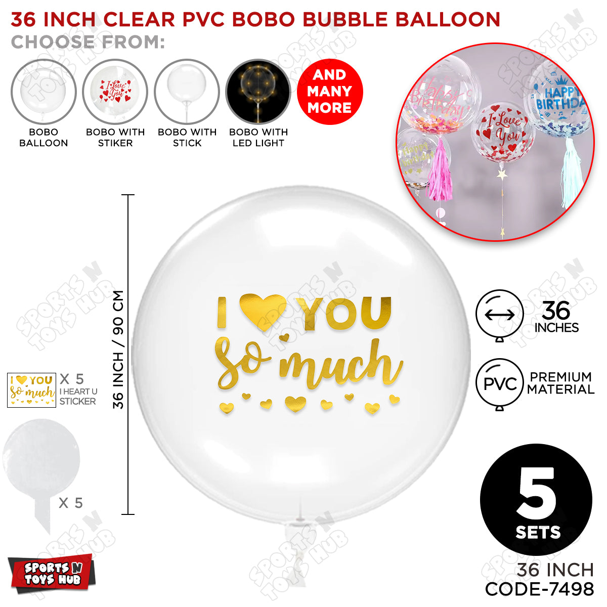 I love You So Much Gold Color Sticker With BOBO Balloon