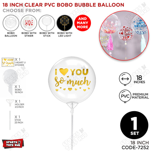 I love You Soo Much Gold Color Sticker With Bobo Balloon & Stick