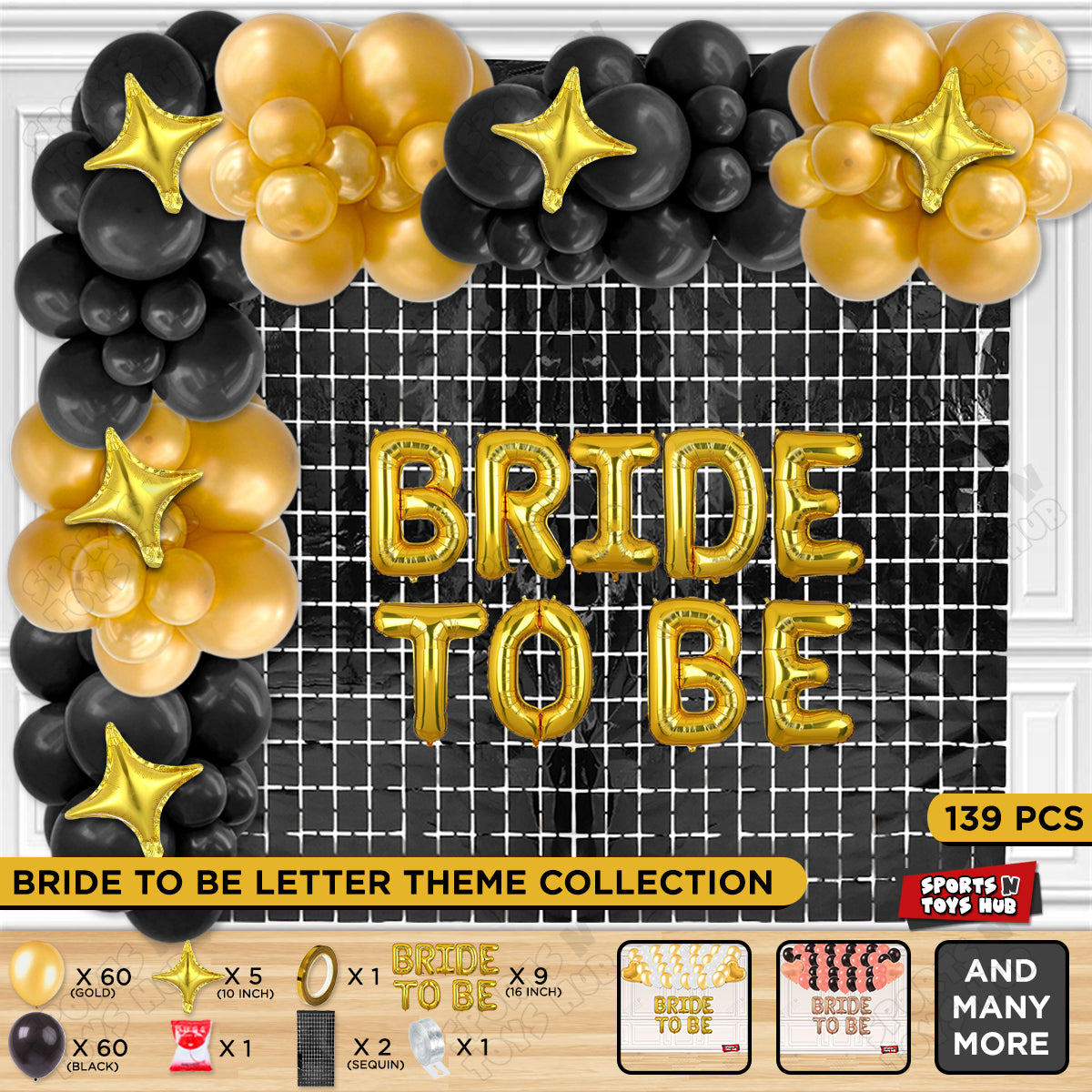Bride To Be Foil Letters Theme Collection - Black & Gold