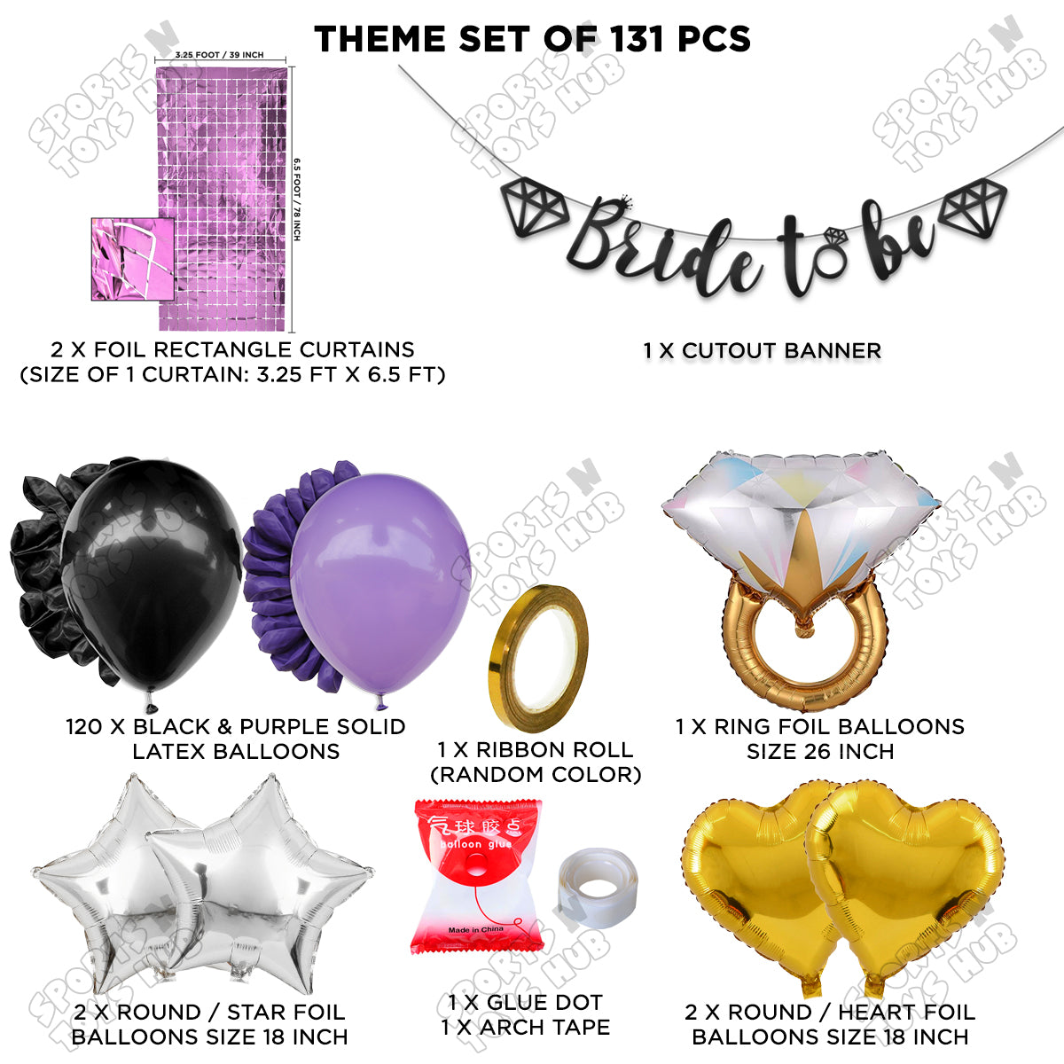 Bride To Be Cursive Banner Theme Collection - Black & Purple