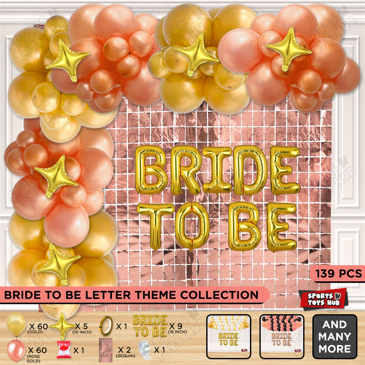 Bride To Be Foil Letters Theme Collection - Gold & Rose Gold