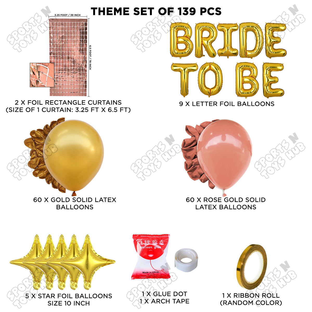 Bride To Be Foil Letters Theme Collection - Gold & Rose Gold