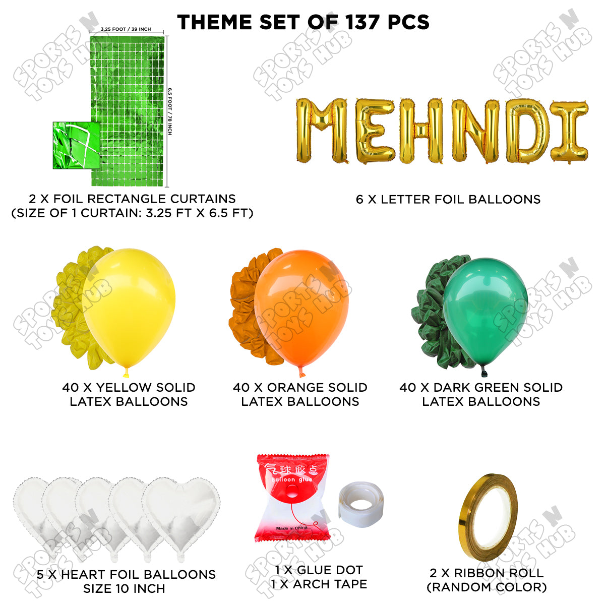 Mehndi Foil Letter Theme Collection - Yellow Green & Orange