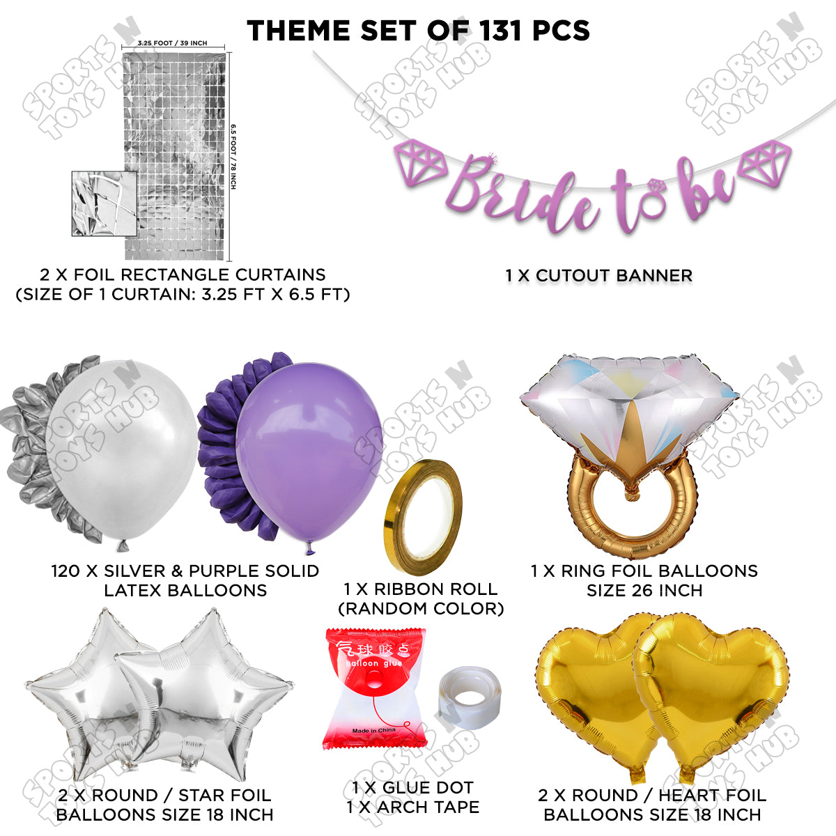 Bride To Be Cursive Banner Theme Collection - Purple & Silver