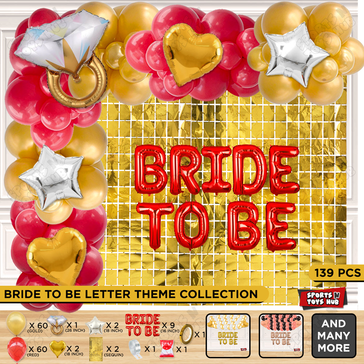 Bride To Be Foil Letters Theme Collection - Red & Gold
