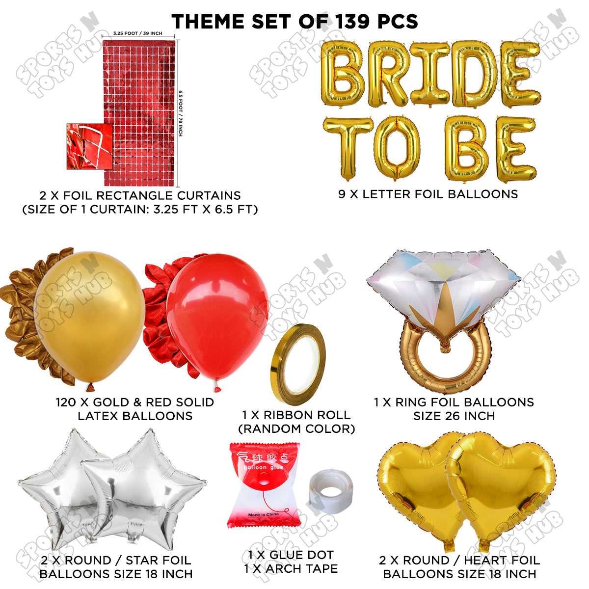 Bride To Be Foil Letters Theme Collection - Gold & Red