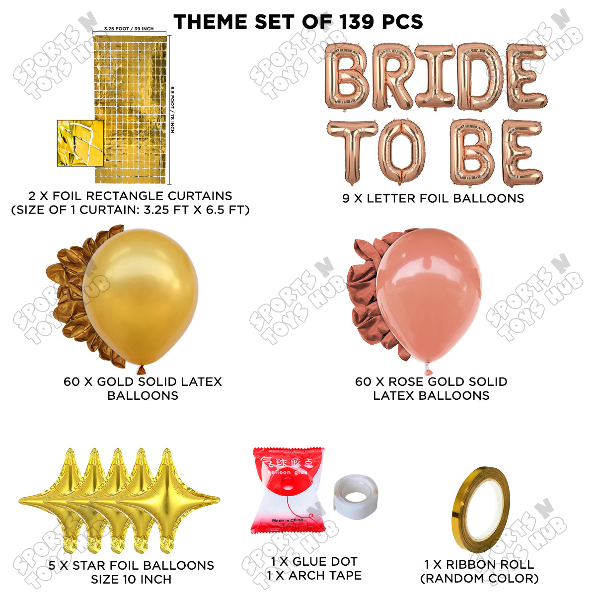 Bride To Be Foil Letters Theme Collection - Rose Gold & Gold