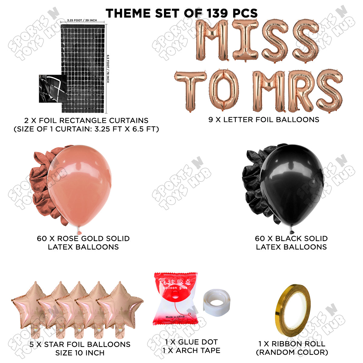 Miss To Mrs Foil Letters Theme Collection - Rose Gold & Black