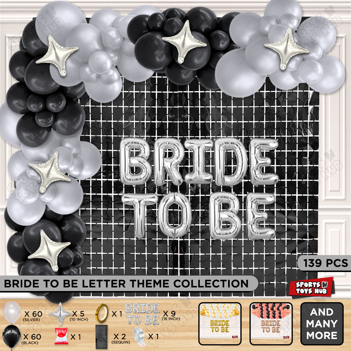Bride To Be Foil Letters Theme Collection - Black & Silver