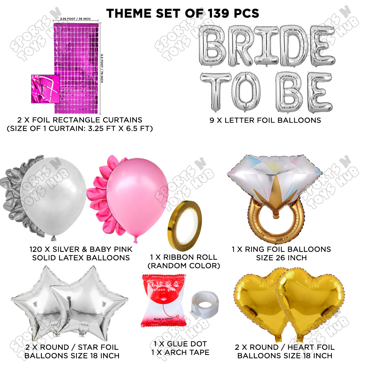 Bride To Be Foil Letters Theme Collection - Silver & Pink
