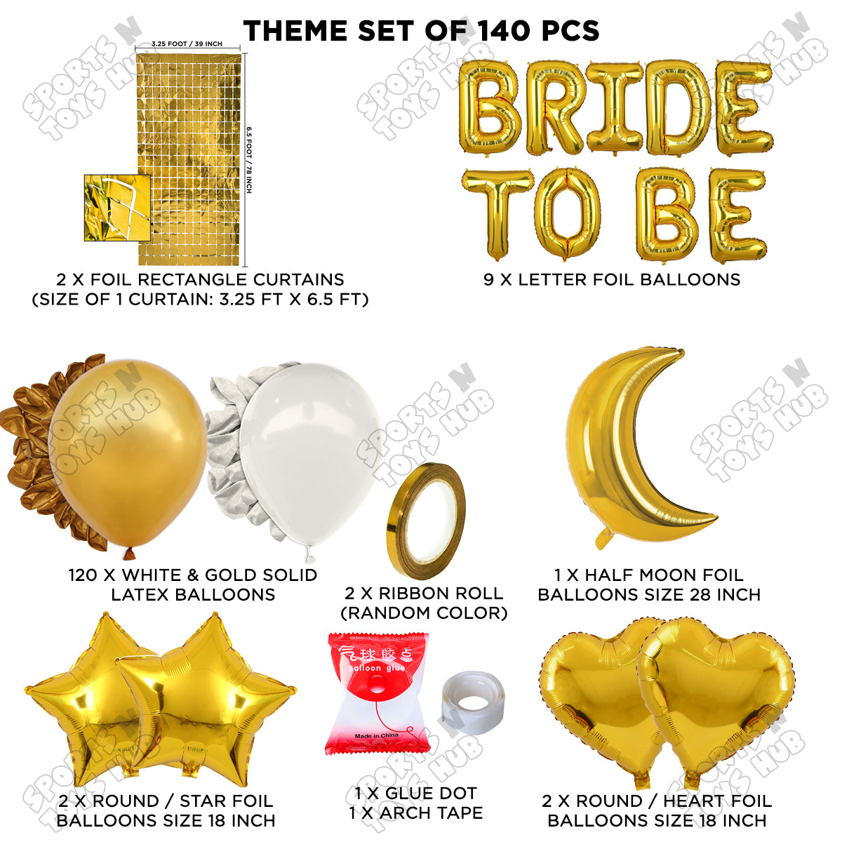 Bride To Be Foil Letters Theme Collection - White & Gold