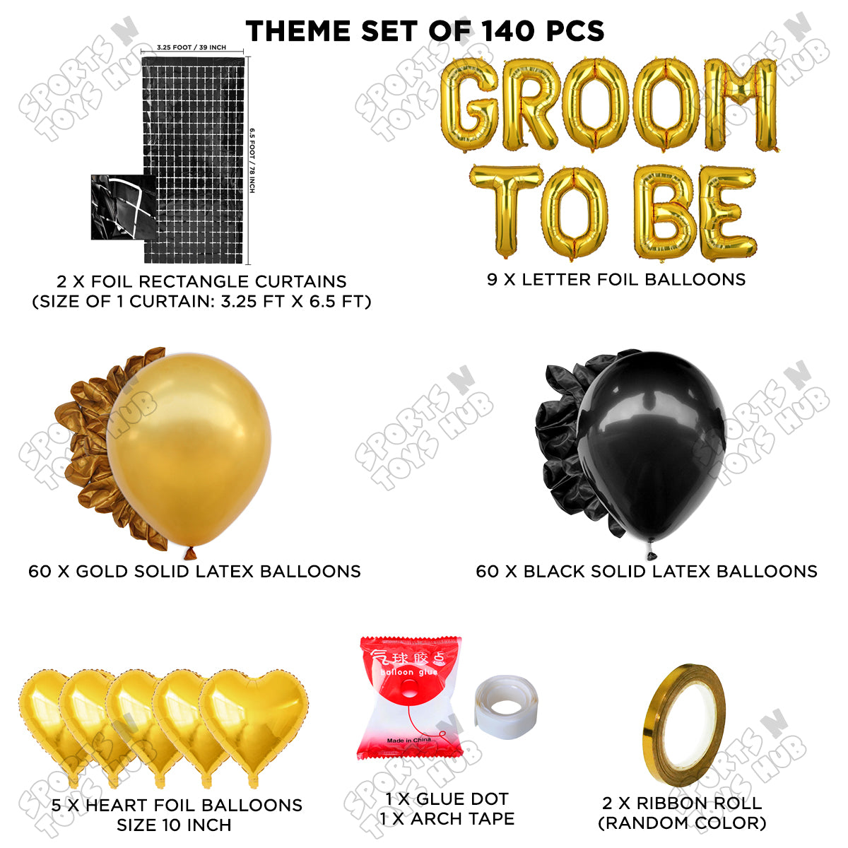 Groom To Be Foil Letter Theme Collection - Gold