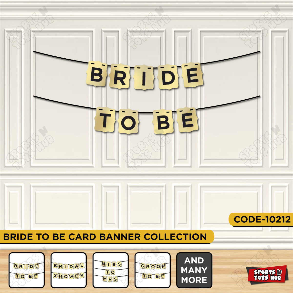 Bride To Be Shiny Gold Card Banner