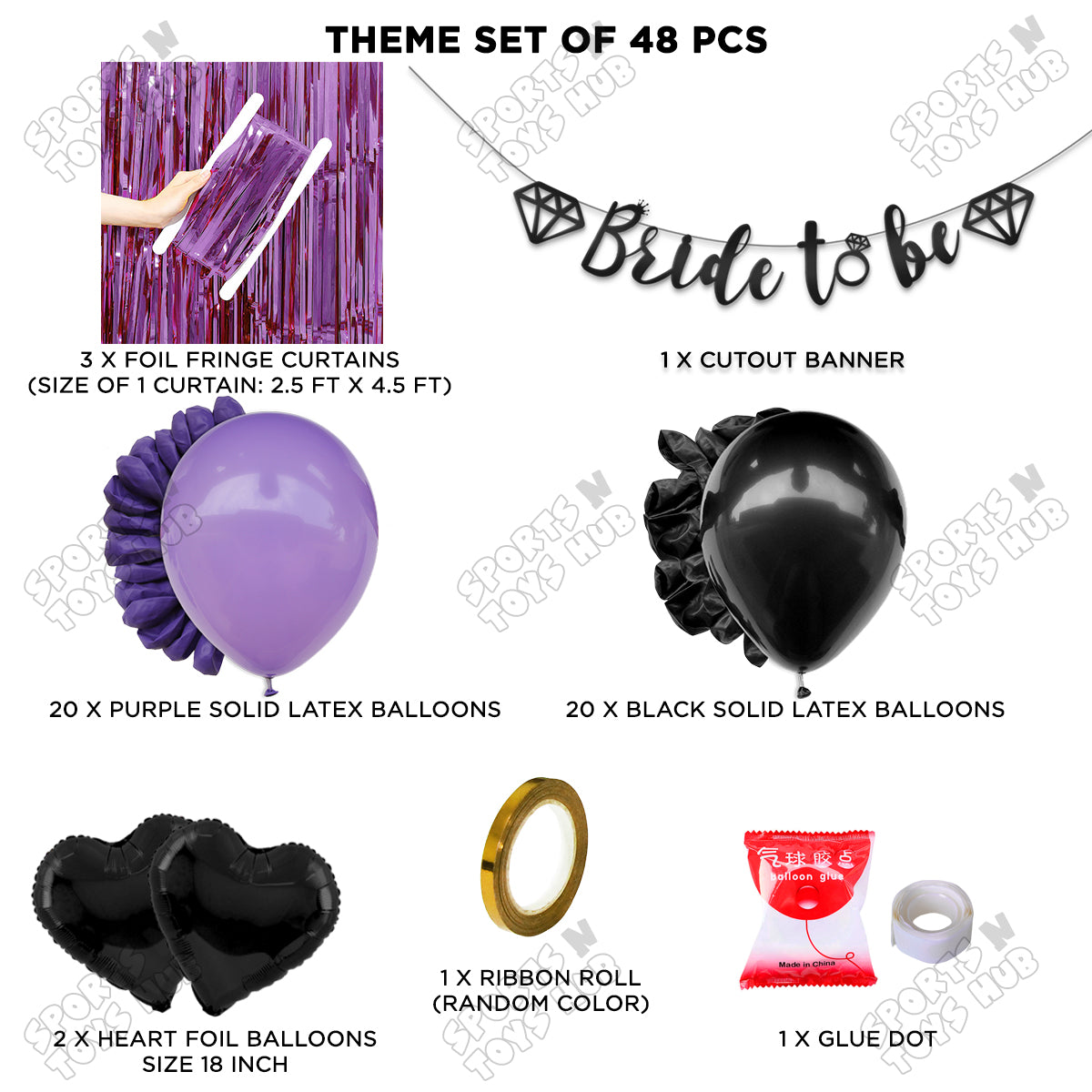 Bride To Be Cursive Banner Theme Collection - Black & Purple