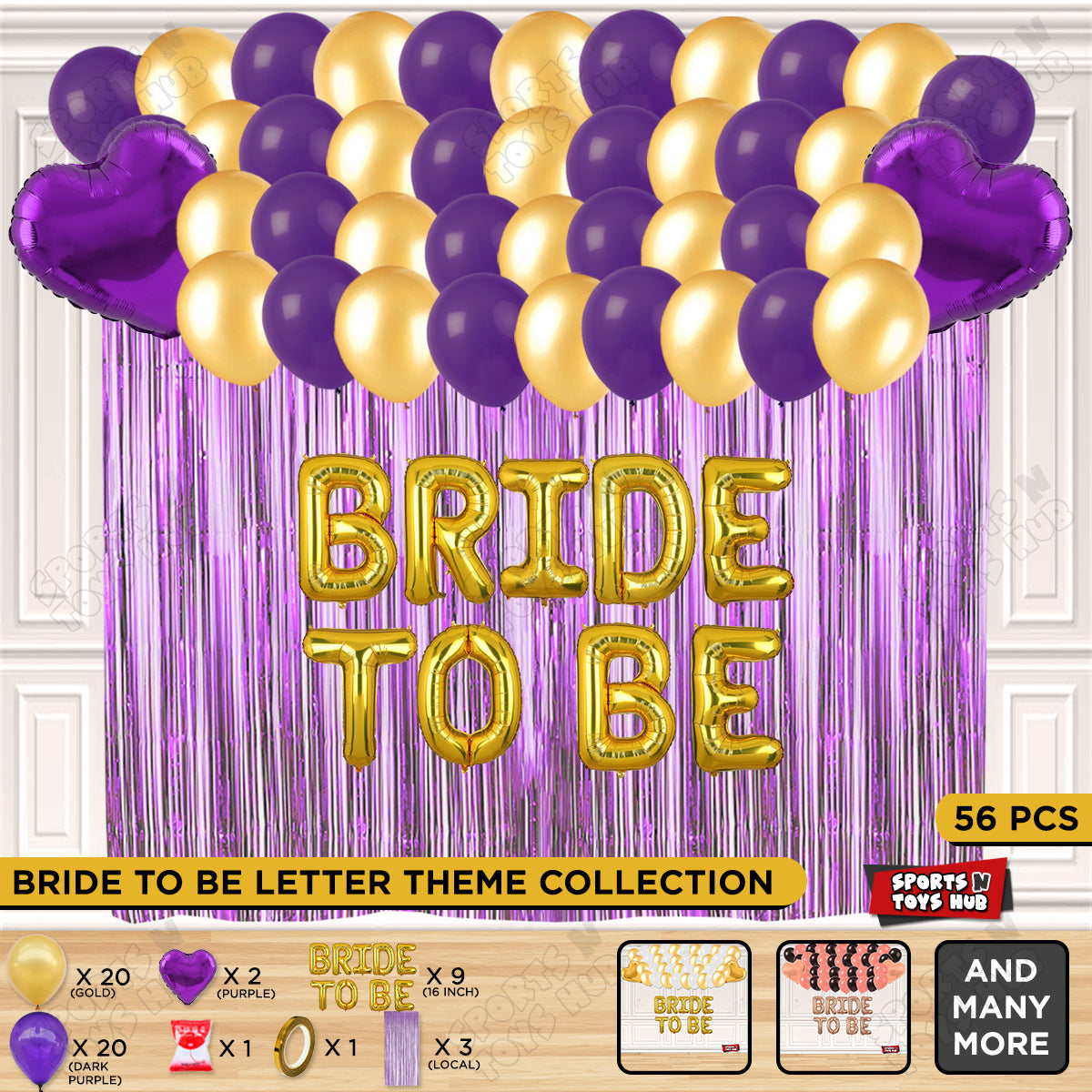 Bride To Be Foil Letters Theme Collection - Dark Purple & Gold
