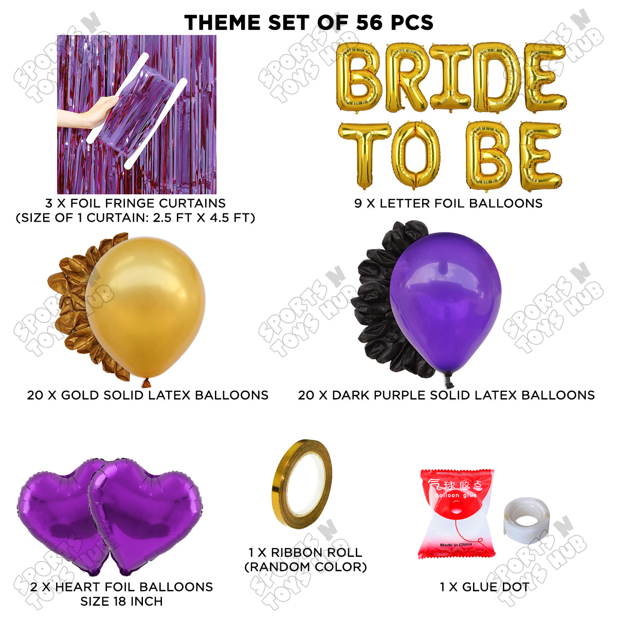 Bride To Be Foil Letters Theme Collection - Dark Purple & Gold