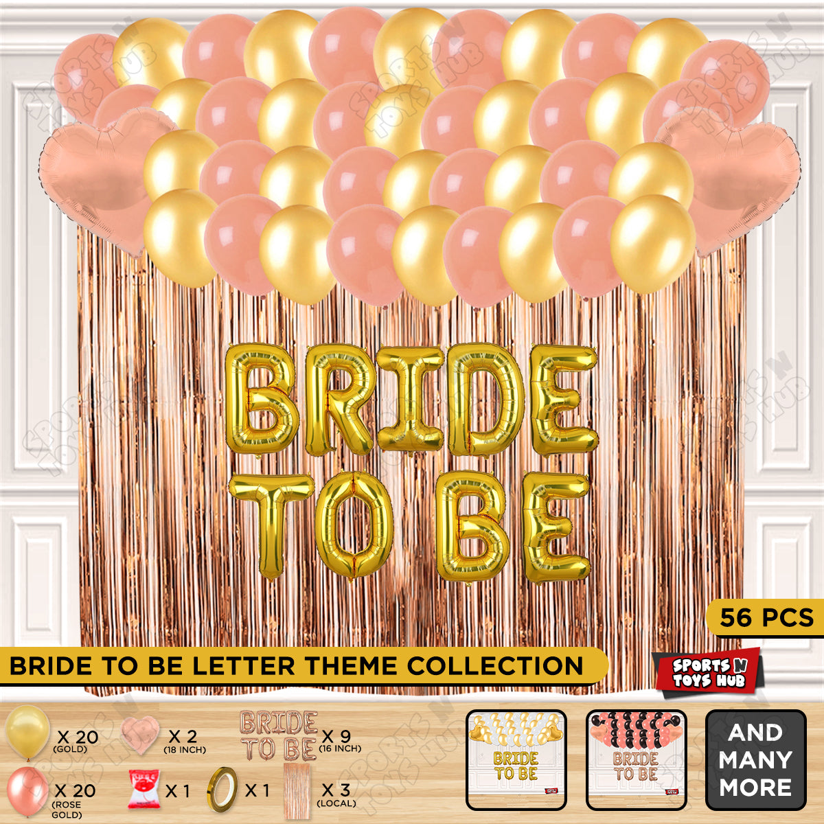 Bride To Be Foil Letters Theme Collection - Gold & Rose Gold