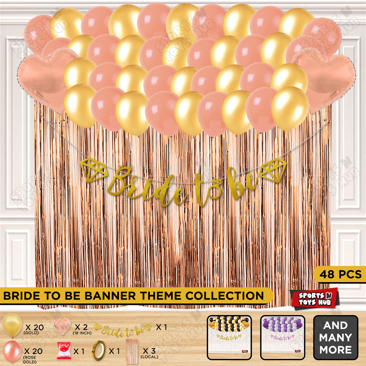 Bride To Be Cursive Banner Theme Collection - Gold & Rose Gold