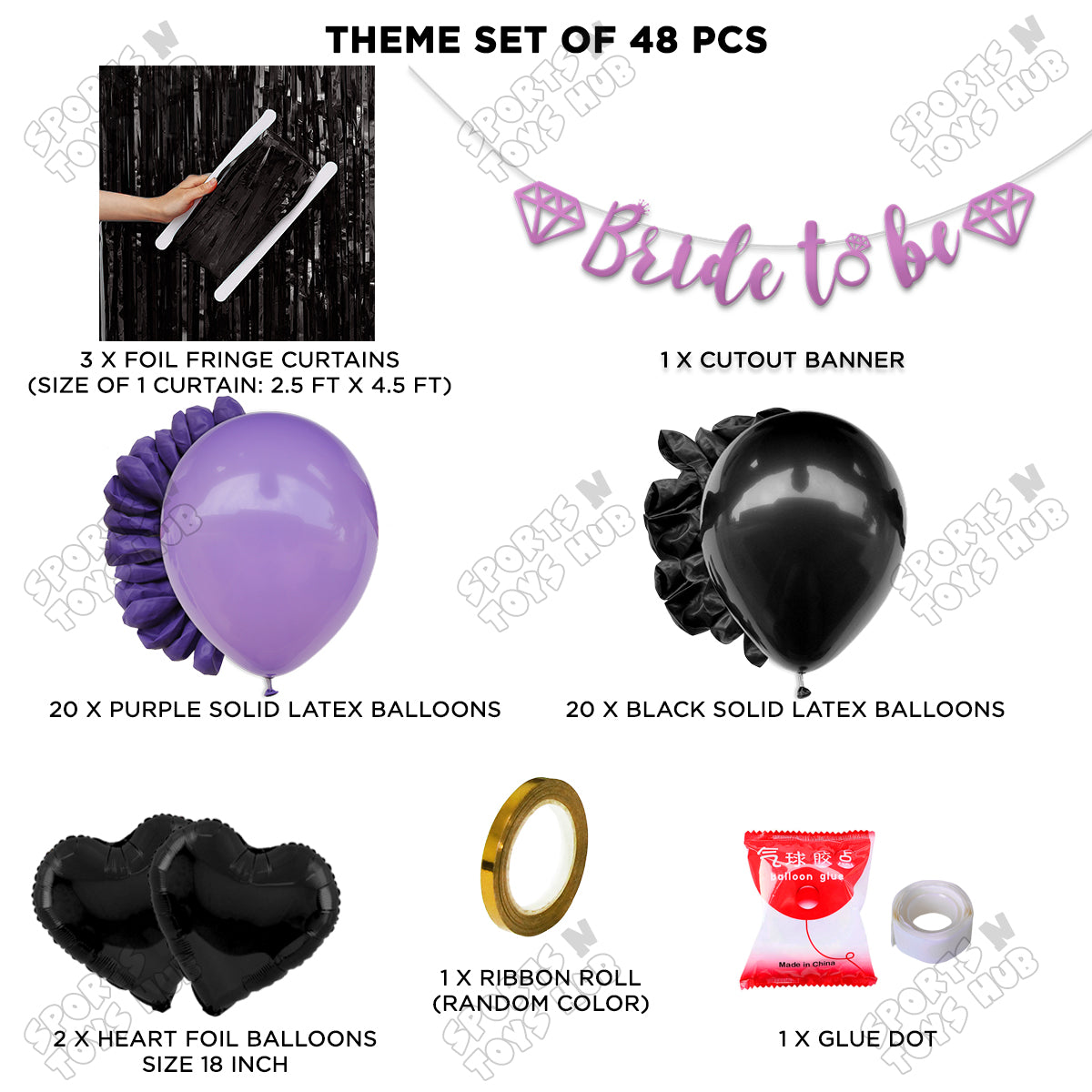 Bride To Be Cursive Banner Theme Collection - Purple & Black