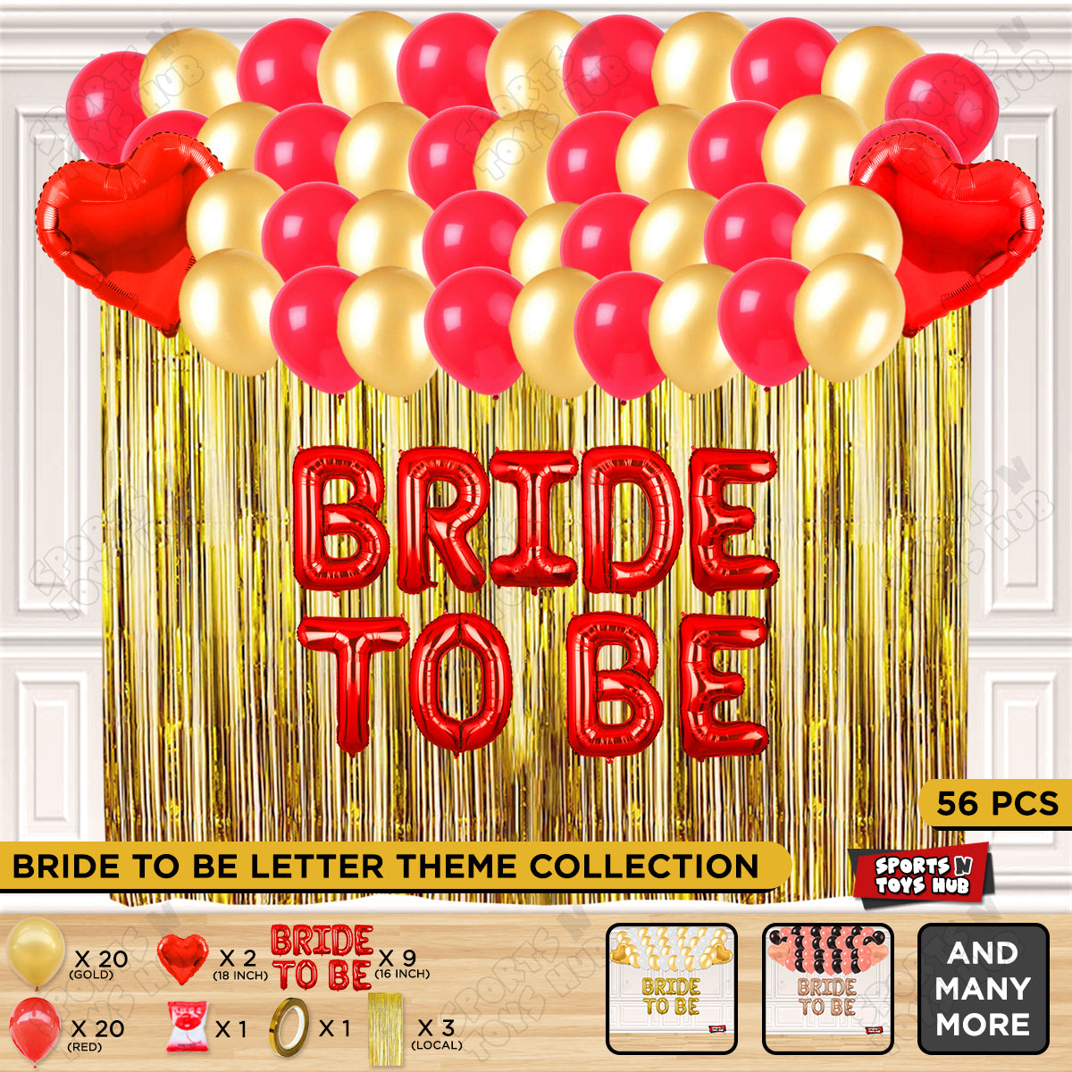 Bride To Be Foil Letters Theme Collection - Red & Gold