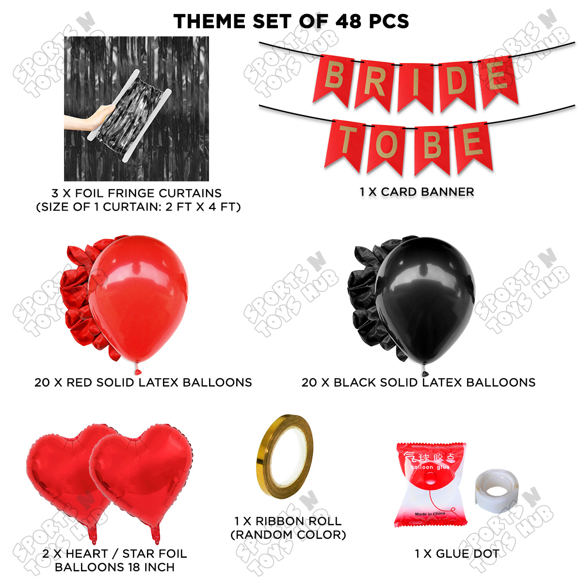Bride To Be Card Banner Theme Collection - Red & Black