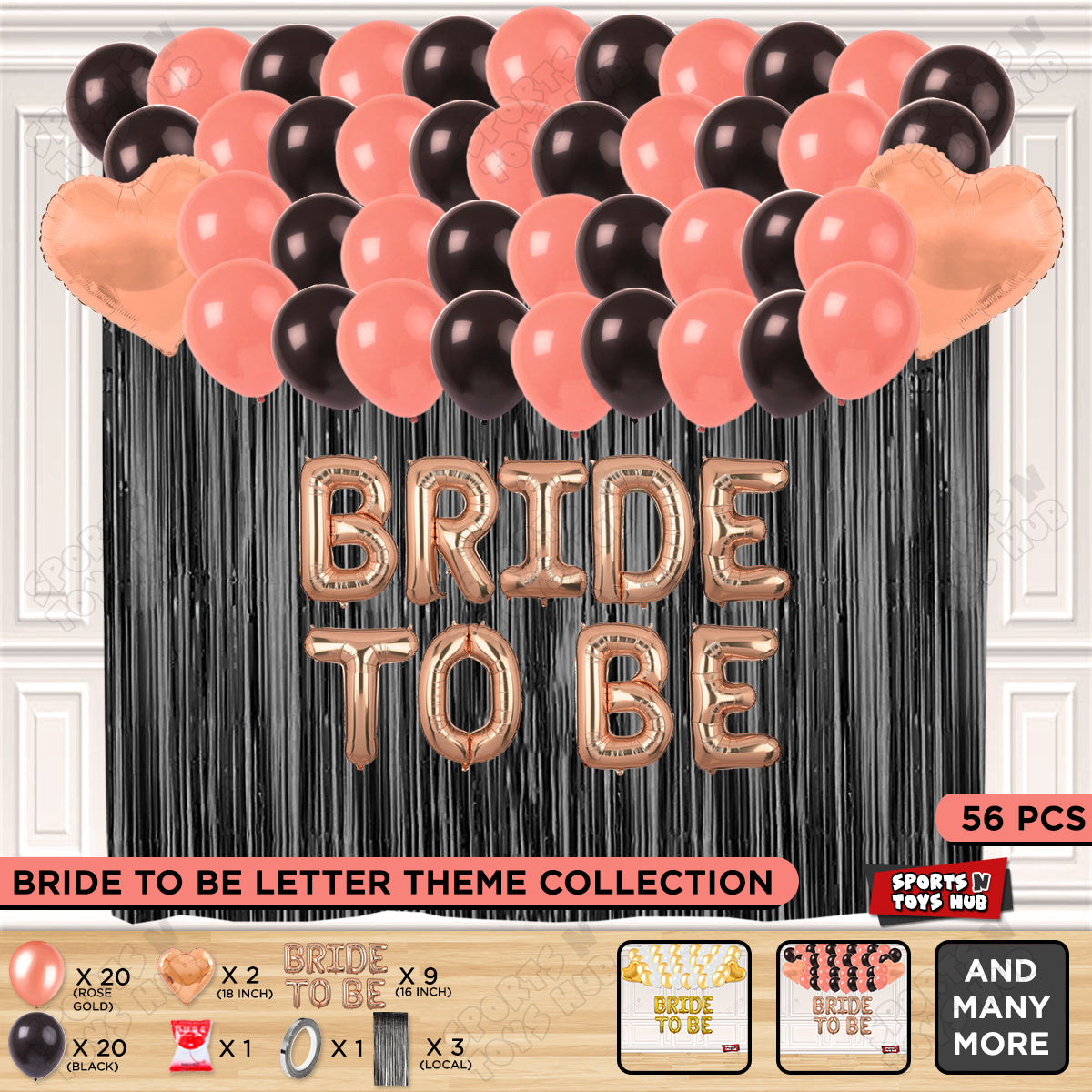Bride To Be Foil Letters Theme Collection - Black & Rose Gold