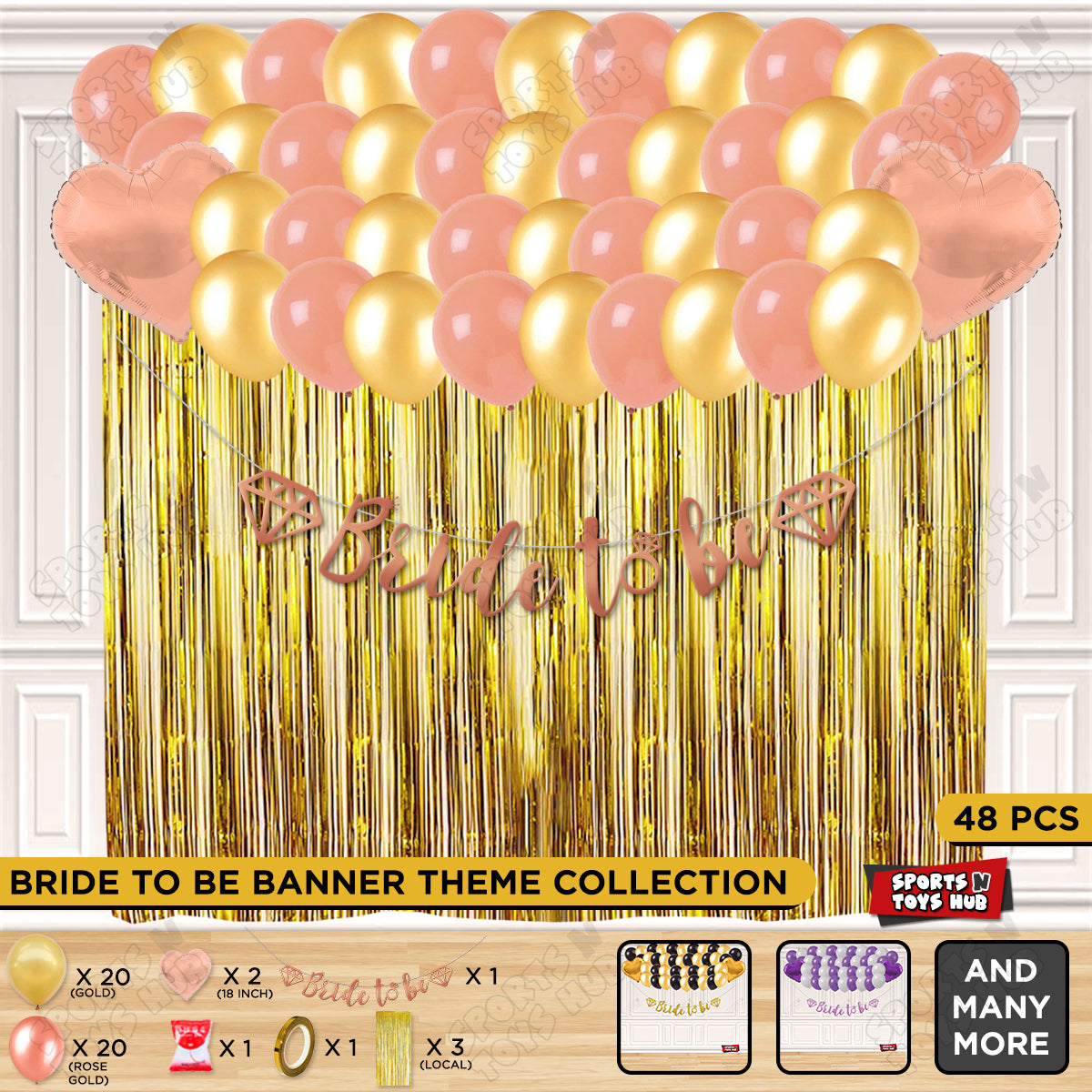 Bride To Be Cursive Banner Theme Collection - Rose Gold & Gold
